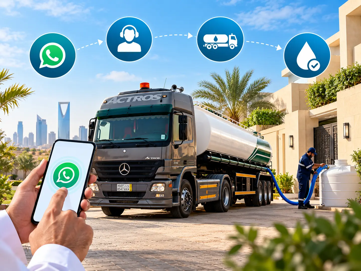 خدمة توصيل وايت مياه للمنازل بالرياض